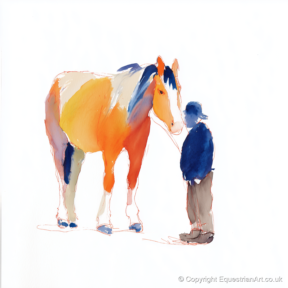 A Quiet Connection - working horse art print and canvas by Maxwell Flynn A.I