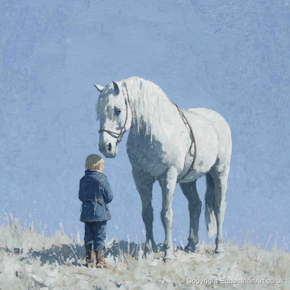 A Quiet Trust - horse & rider art print and canvas by Oscar Pendleton A.I