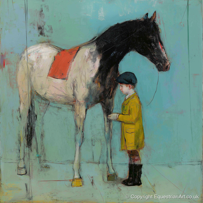 A Quiet Understanding - horse & rider art print and canvas by Margot Davenport A.I