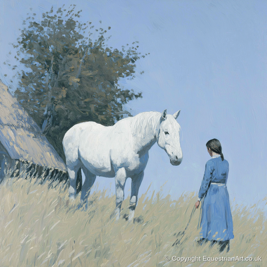 A Quiet Understanding - horse & rider art print and canvas by Oscar Pendleton A.I