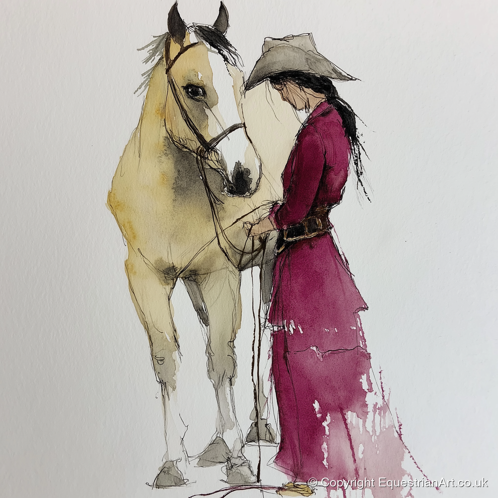 A Quiet Understanding - horse & rider art print and canvas by Edward Harrington A.I