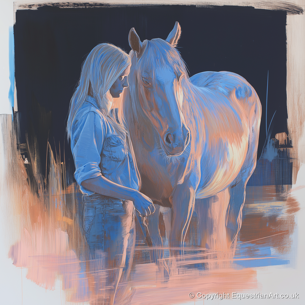 A Quiet Understanding - horse & rider art print and canvas by Charles Ashford A.I