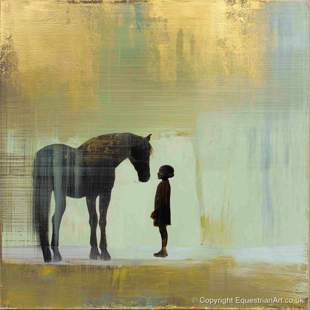 A Quiet Understanding - horse & rider art print and canvas by Graham Whitaker A.I