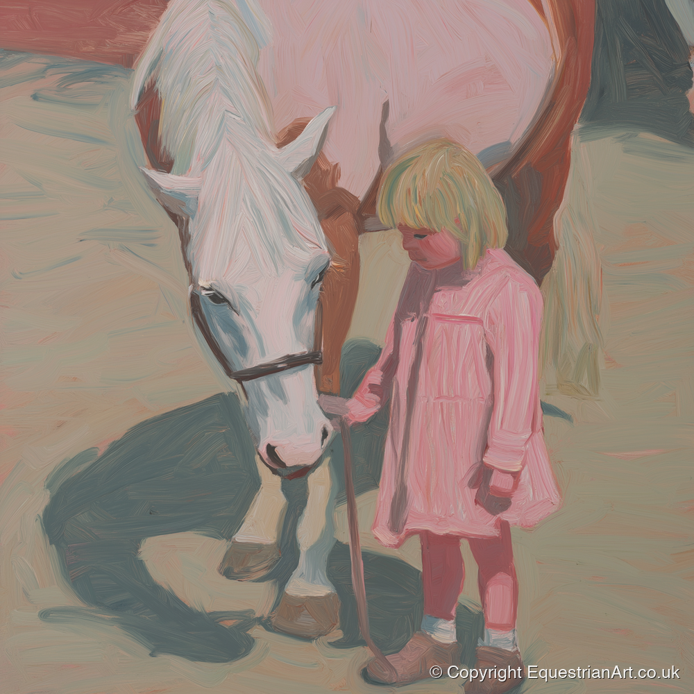 A Quiet Understanding - horse & rider art print and canvas by Florence Hadley A.I