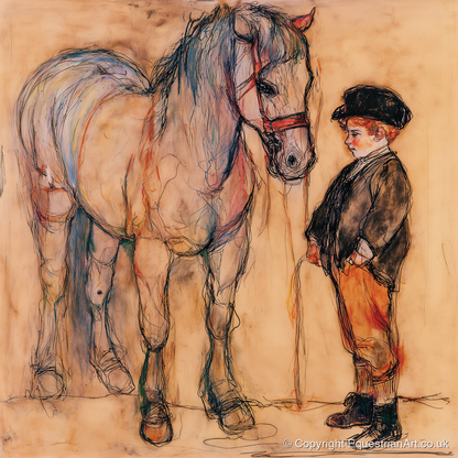 A Quiet Understanding - horse & rider art print and canvas by Clementine Villiers A.I