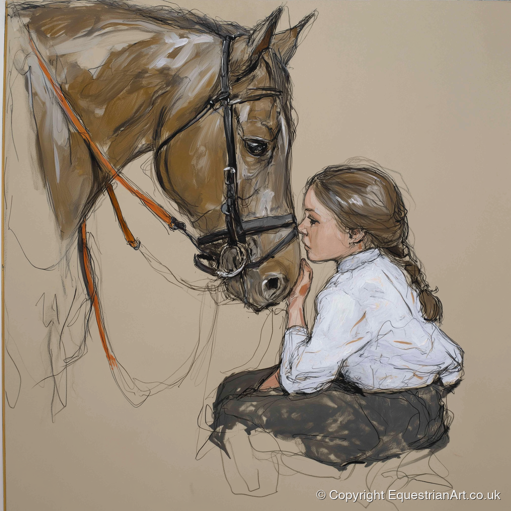 A Quiet Understanding - horse & rider art print and canvas by Jasper Montgomery A.I