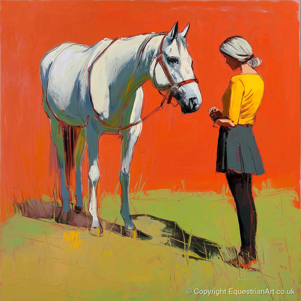 A Quiet Understanding - horse & rider art print and canvas by Victor Beaumont A.I