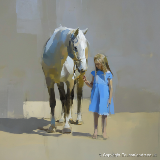 A Quiet Understanding - horse & rider art print and canvas by Elias Thorne A.I