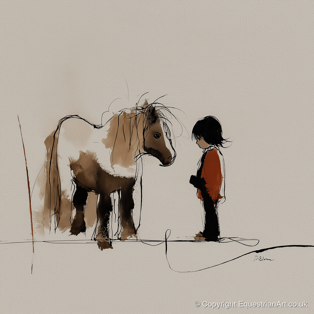 A Quiet Understanding - horse & rider art print and canvas by Julian Vance A.I