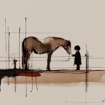A Quiet Understanding - horse & rider art print and canvas by Julian Vance A.I