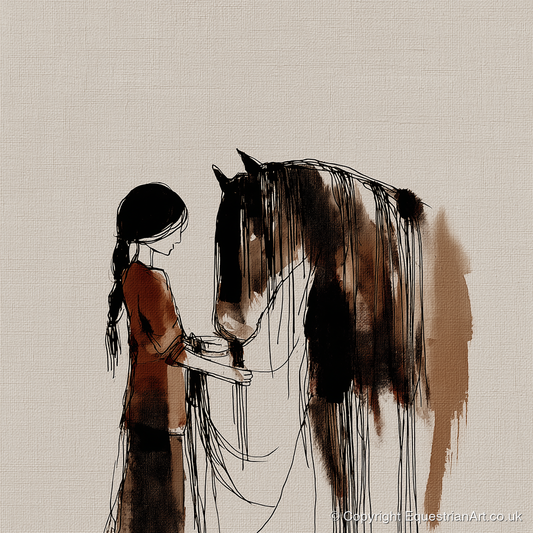 A Quiet Understanding - horse & rider art print and canvas by Julian Vance A.I