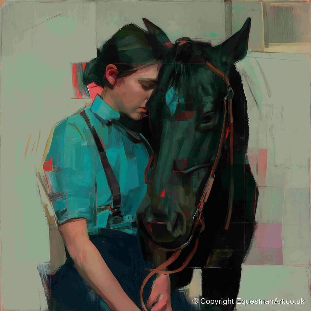 A Quiet Understanding - horse & rider art print and canvas by Quentin Hart A.I