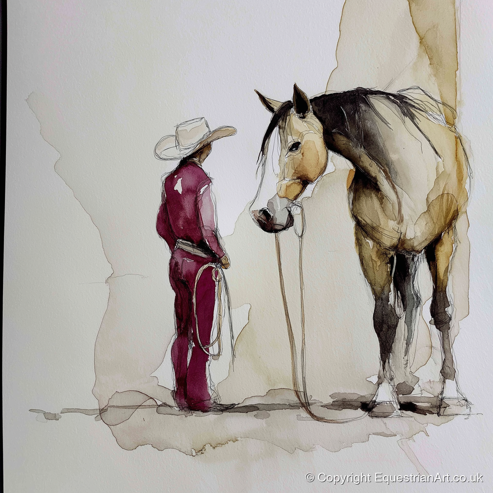 A Quiet Understanding - western horse art print and canvas by Edward Harrington A.I