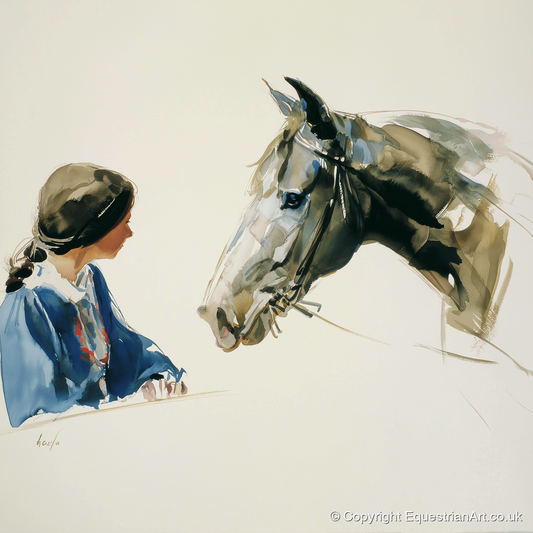 A Shared Silence - horse & rider art print and canvas by Beatrice Langley A.I