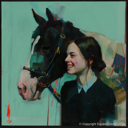 A Shared Understanding - horse & rider art print and canvas by Quentin Hart A.I