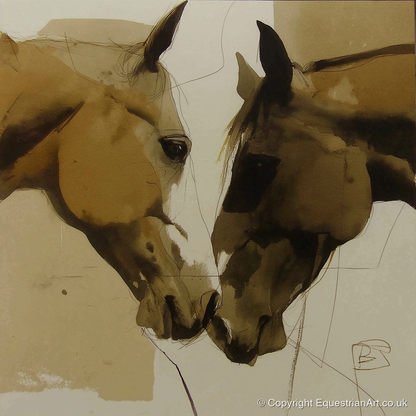 A Silent Bond - horse portrait art print and canvas by Harrison Cole A.I