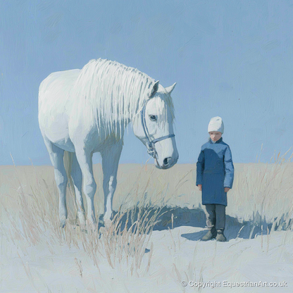 A Silent Understanding - horse & rider art print and canvas by Oscar Pendleton A.I