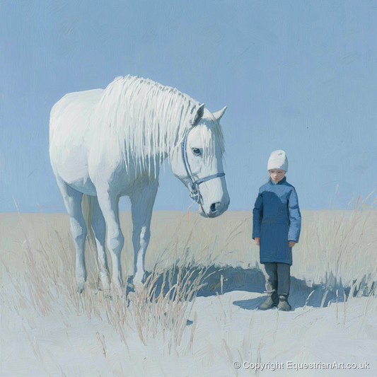 A Silent Understanding - horse & rider art print and canvas by Oscar Pendleton A.I