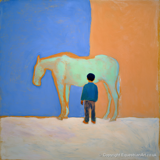 A Silent Understanding - horse & rider art print and canvas by Lydia Thornton A.I