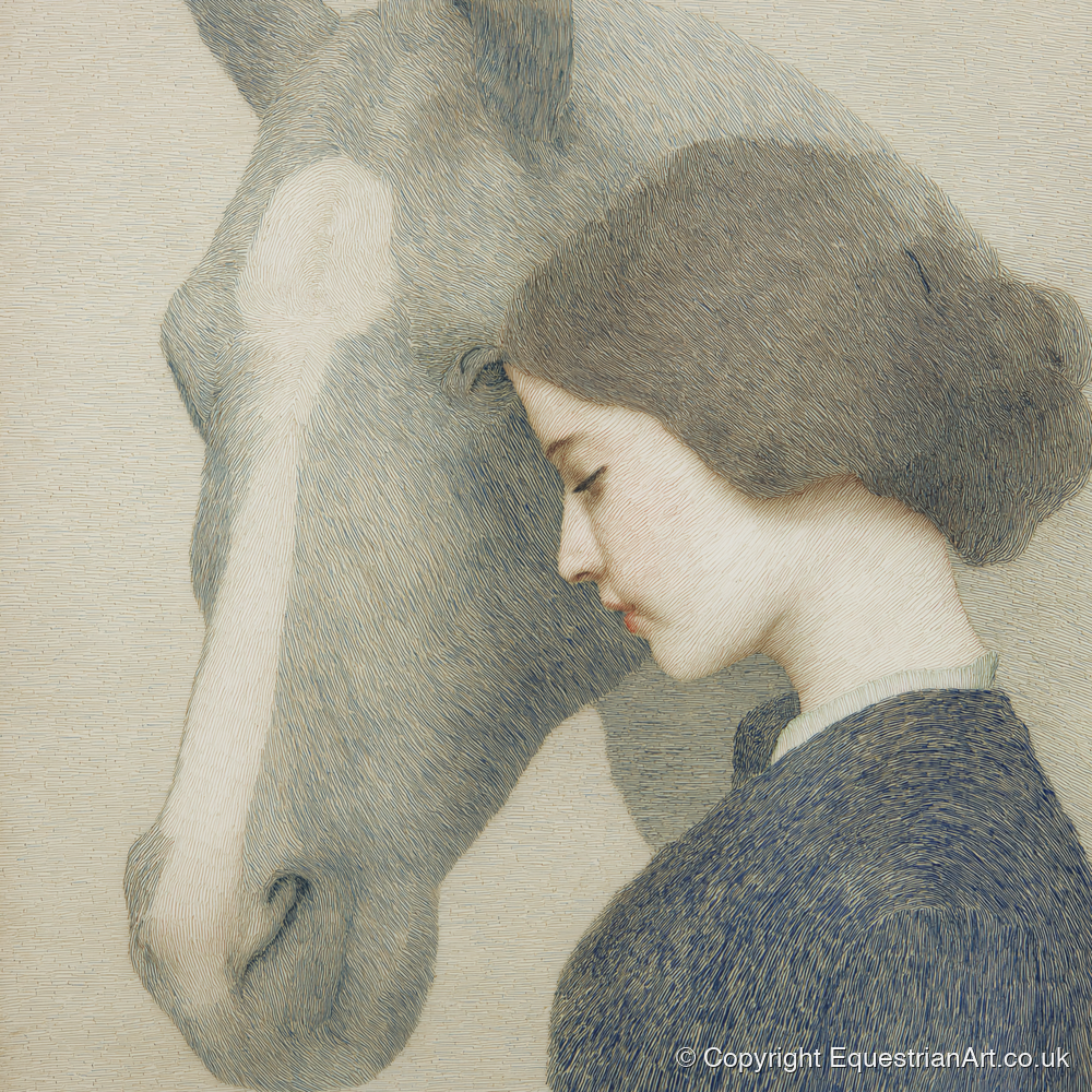 A Silent Understanding - horse & rider art print and canvas by Arthur Sterling A.I