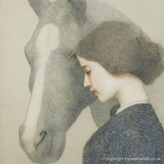 A Silent Understanding - horse & rider art print and canvas by Arthur Sterling A.I