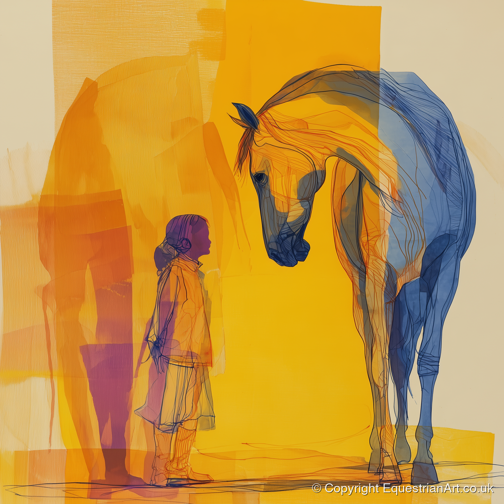 A Silent Understanding - horse & rider art print and canvas by Tobias Blake A.I