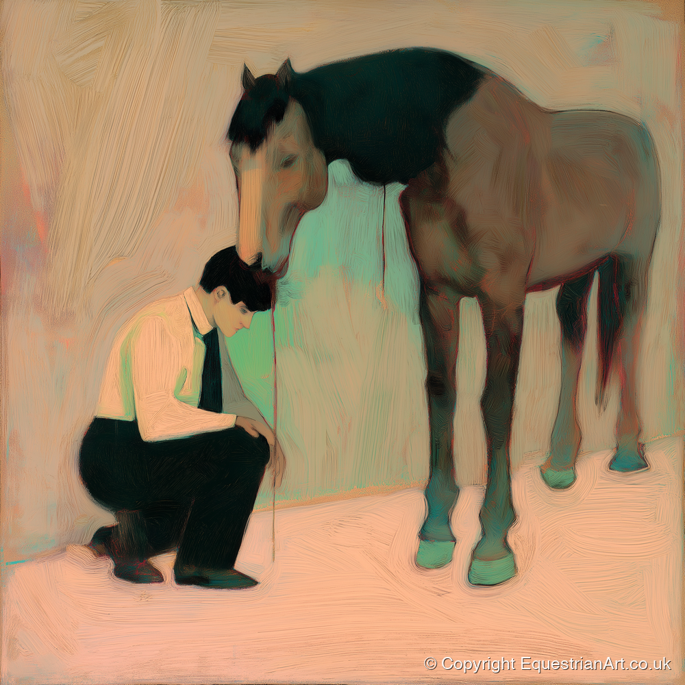 A Silent Understanding - horse & rider art print and canvas by Franklin Holloway A.I