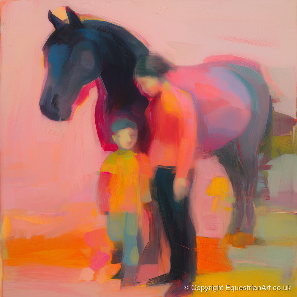 A Vibrant Bond - horse & rider art print and canvas by Rosalind Pierce A.I