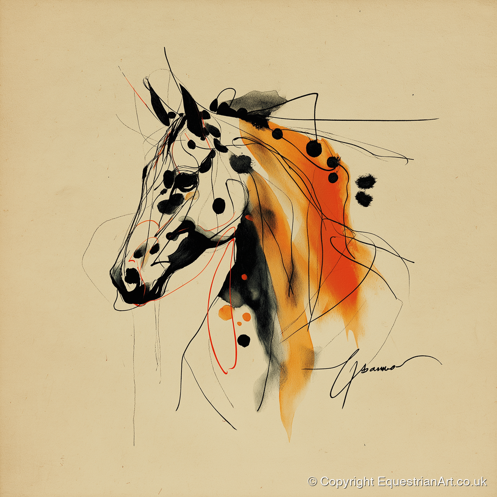 Abstract Amber Spirit - horse breed art print and canvas by Edwin Carlisle A.I