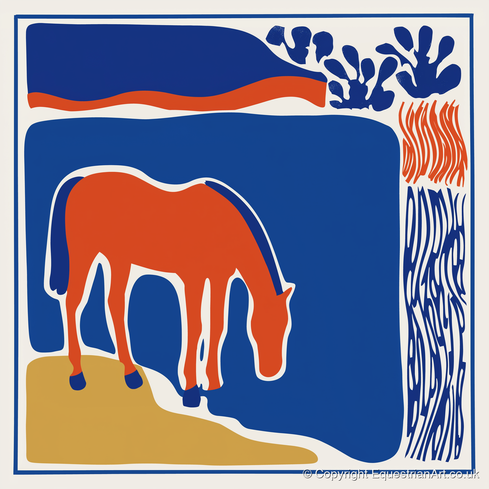 Abstract Azure Grazer - horse landscape art print and canvas by Matilda Graves A.I