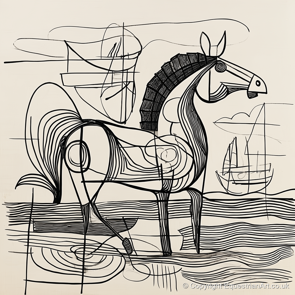 Abstract Coastal Equine - beach horse art print and canvas by Conrad Gallagher A.I