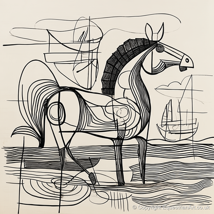 Abstract Coastal Equine - beach horse art print and canvas by Conrad Gallagher A.I