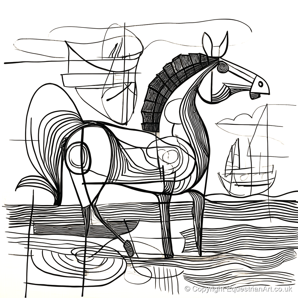 Abstract Coastal Equine - beach horse art print and canvas by Conrad Gallagher A.I