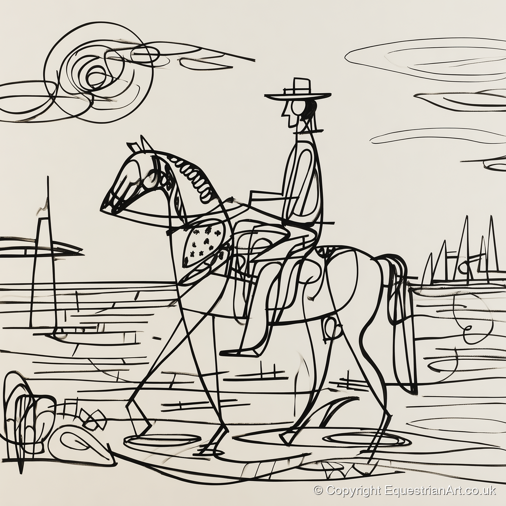 Abstract Coastal Ride - beach horse art print and canvas by Conrad Gallagher A.I