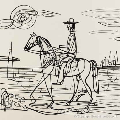 Abstract Coastal Ride - beach horse art print and canvas by Conrad Gallagher A.I