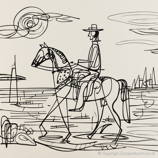 Abstract Coastal Ride - beach horse art print and canvas by Conrad Gallagher A.I