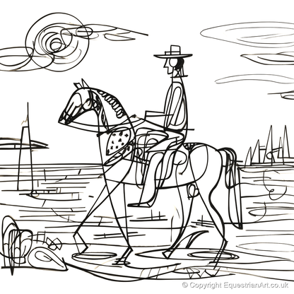 Abstract Coastal Ride - beach horse art print and canvas by Conrad Gallagher A.I