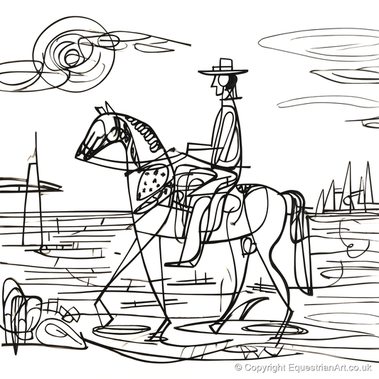 Abstract Coastal Ride - beach horse art print and canvas by Conrad Gallagher A.I