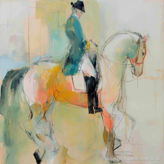 Abstract Dressage Harmony - dressage horse art print and canvas by Antonia Blythe A.I