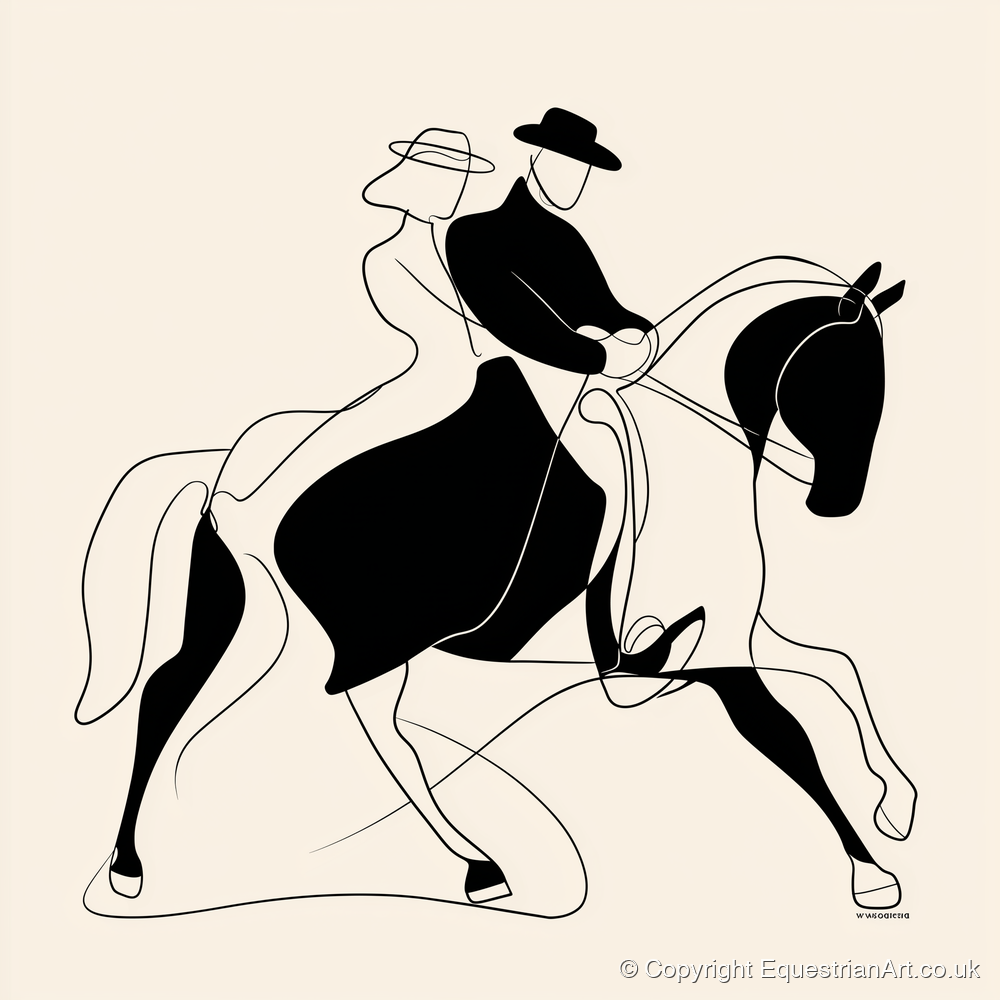 Abstract Dressage Harmony - dressage horse art print and canvas by Felix Chambers A.I