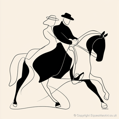 Abstract Dressage Harmony - dressage horse art print and canvas by Felix Chambers A.I