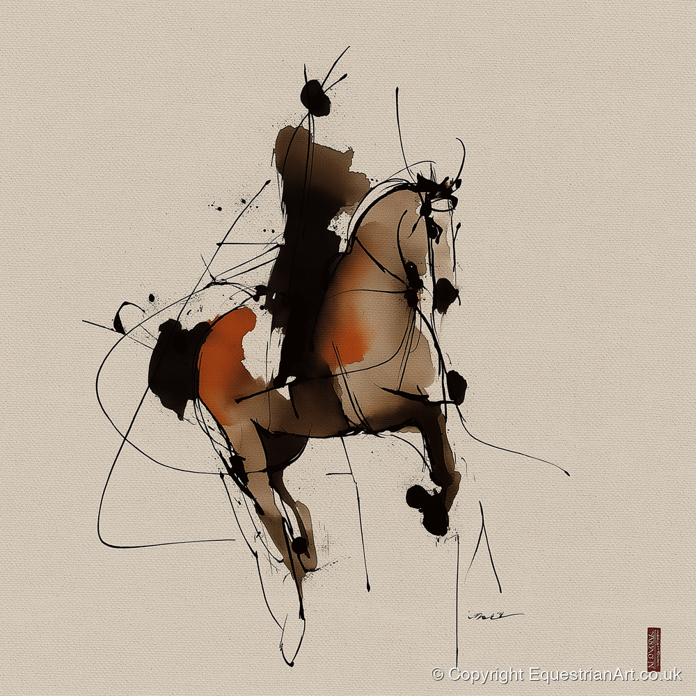 Abstract Dressage Silhouette - dressage horse art print and canvas by Julian Vance A.I