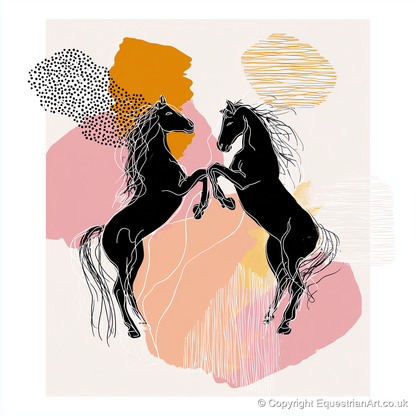 Abstract Equine Harmony - wild horses art print and canvas by Esther Fairchild A.I
