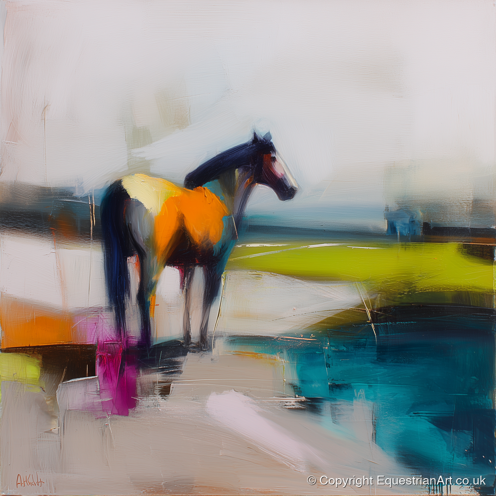 Abstract Equine Horizon - horse landscape art print and canvas by Warren Yates A.I