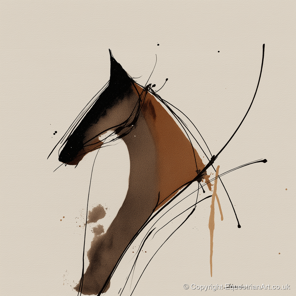 Abstract Equine Spirit - horse portrait art print and canvas by Julian Vance A.I