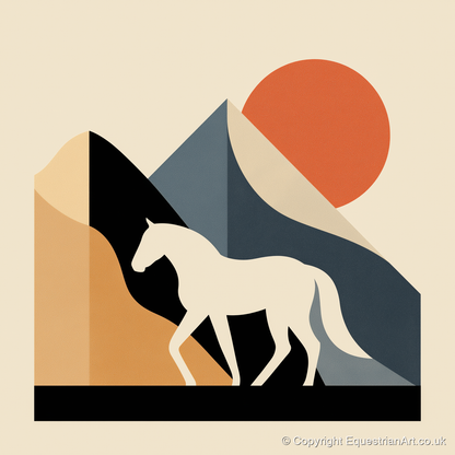 Abstract Equine Sunrise - horse landscape art print and canvas by Oliver Tate A.I