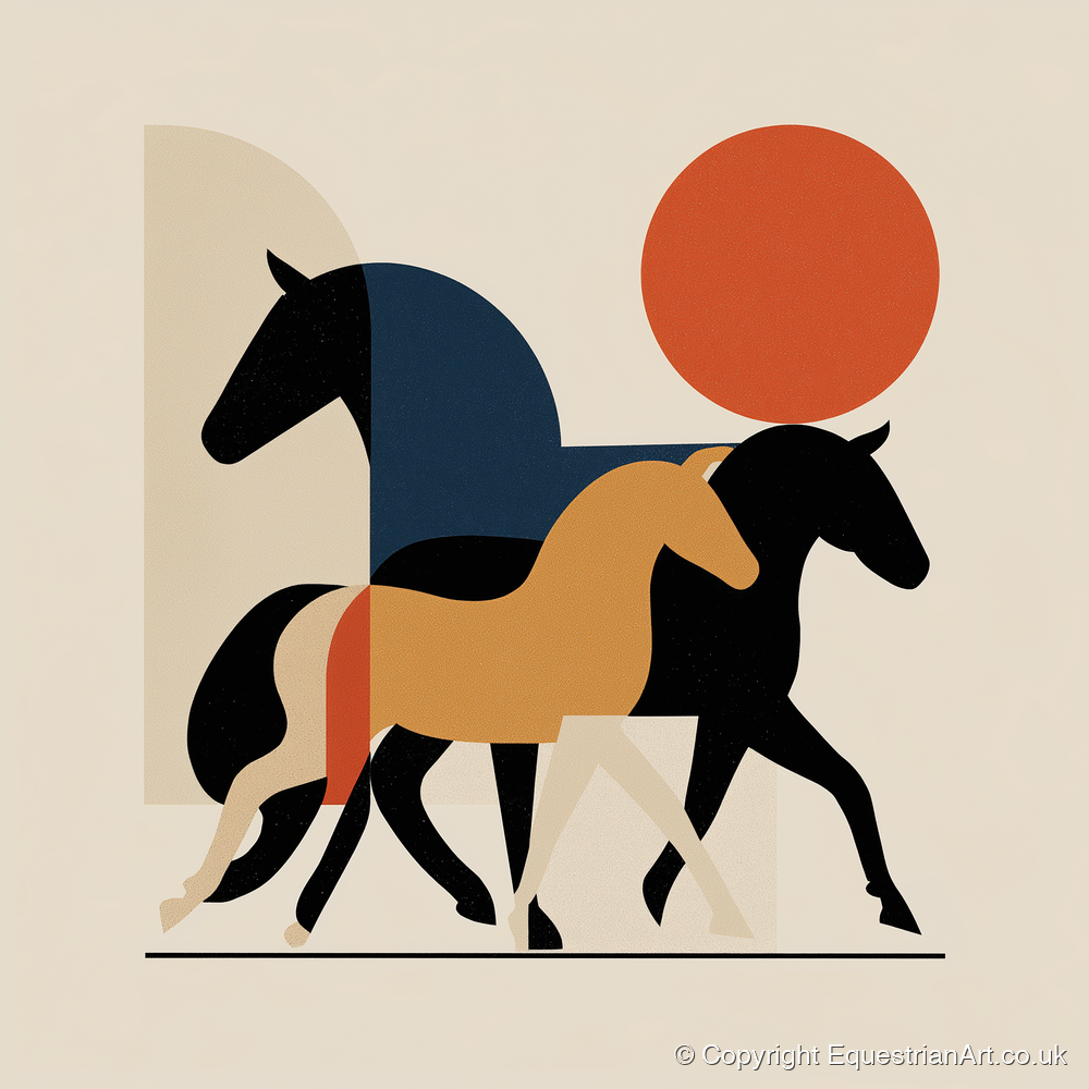Abstract Equine Trio - wild horses art print and canvas by Oliver Tate A.I