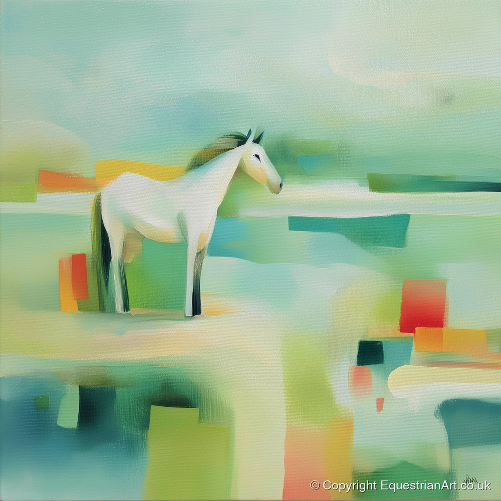 Abstract Grey Harmony - horse landscape art print and canvas by Leon Lambert A.I
