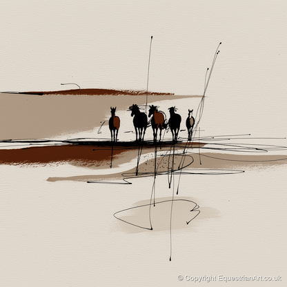 Abstract Herd Shadows - wild horses art print and canvas by Julian Vance A.I