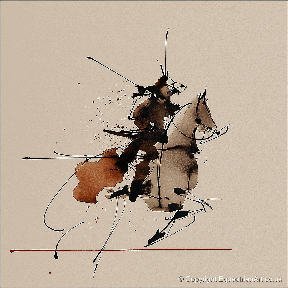 Abstract Momentum in Ink - horse & rider art print and canvas by Julian Vance A.I